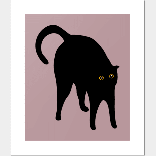 Scared black cat Posters and Art